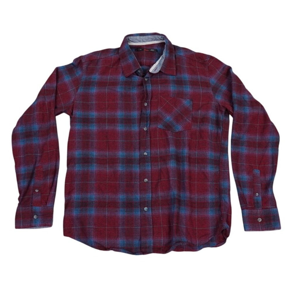 Stoic Flannel Shirt Mens Large Blue Red Plaid Button Down Long Sleeve Casual
